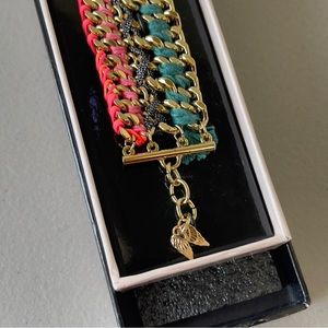 Victoria's Secret's Angel Wings Gold Tone Link Bracelet Multi Chain NIB